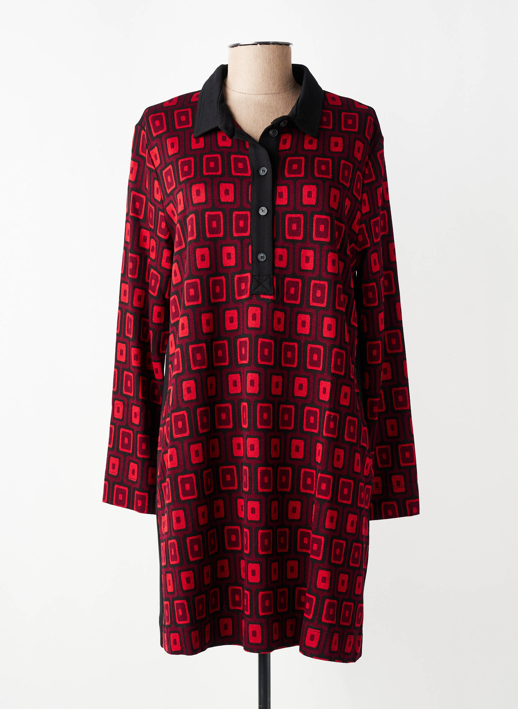 Robe courte manches longues manches longues rouge ALEMBIKA femme