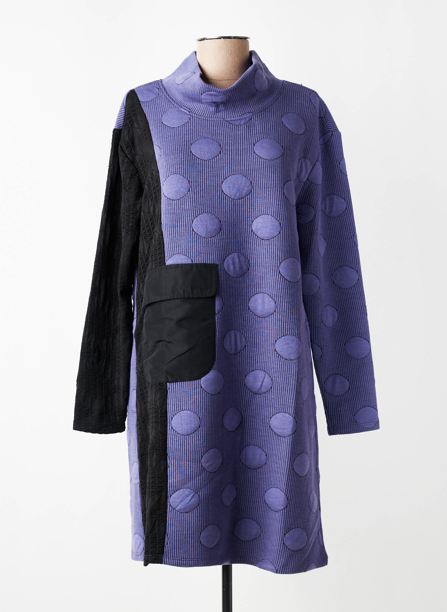Robe courte manches longues manches longues violet KOZAN femme