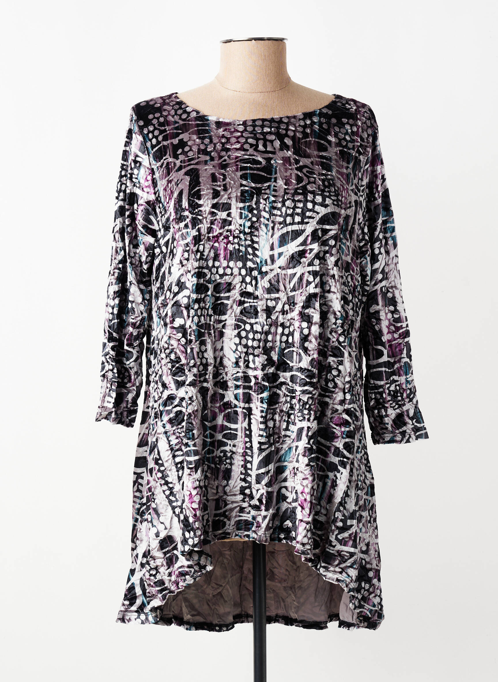 Tunique manches longues col rond gris KOZAN femme