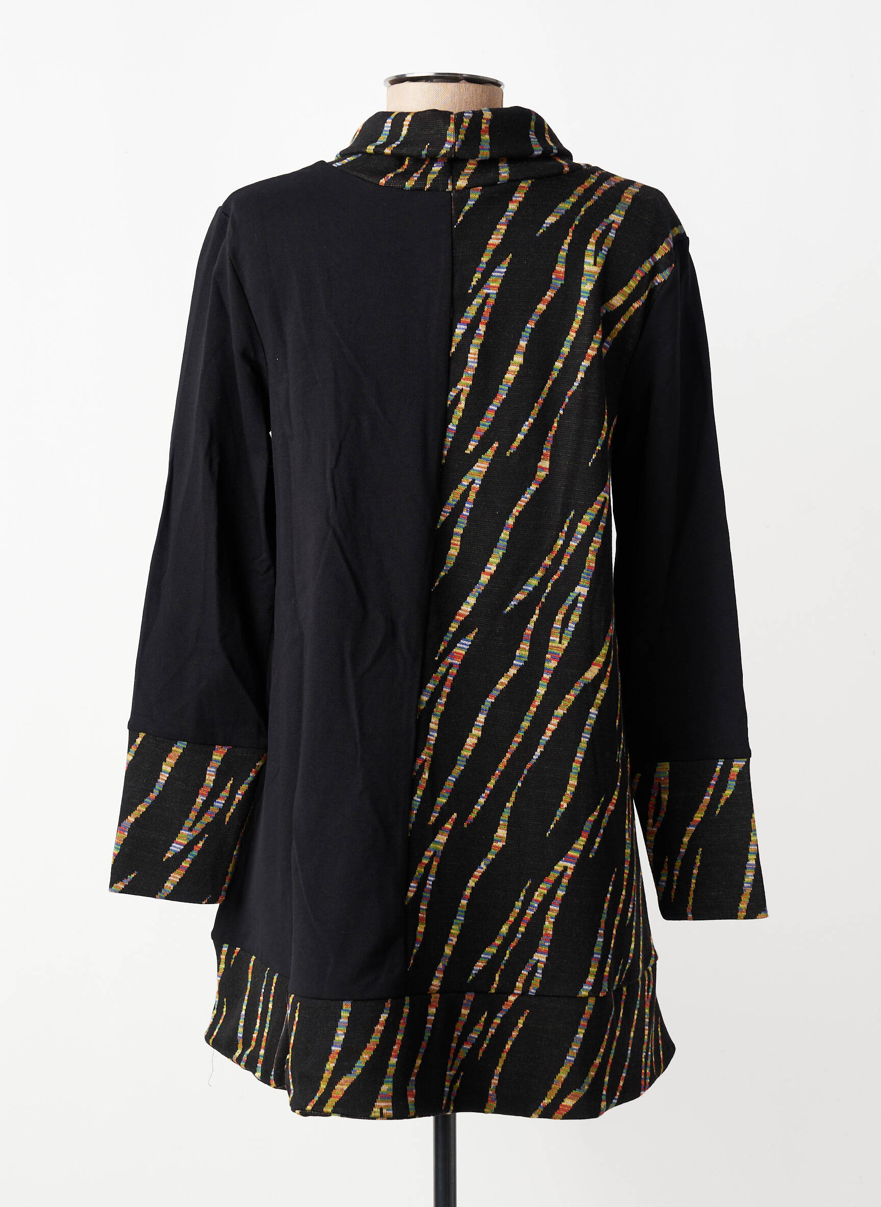 Pull tunique stretch manches longues noir KOZAN femme