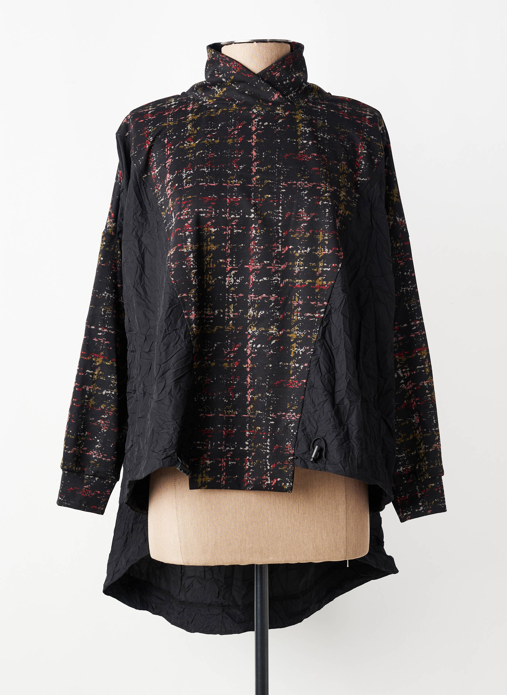Tunique manches longues coupe asymétrique noir KOZAN femme