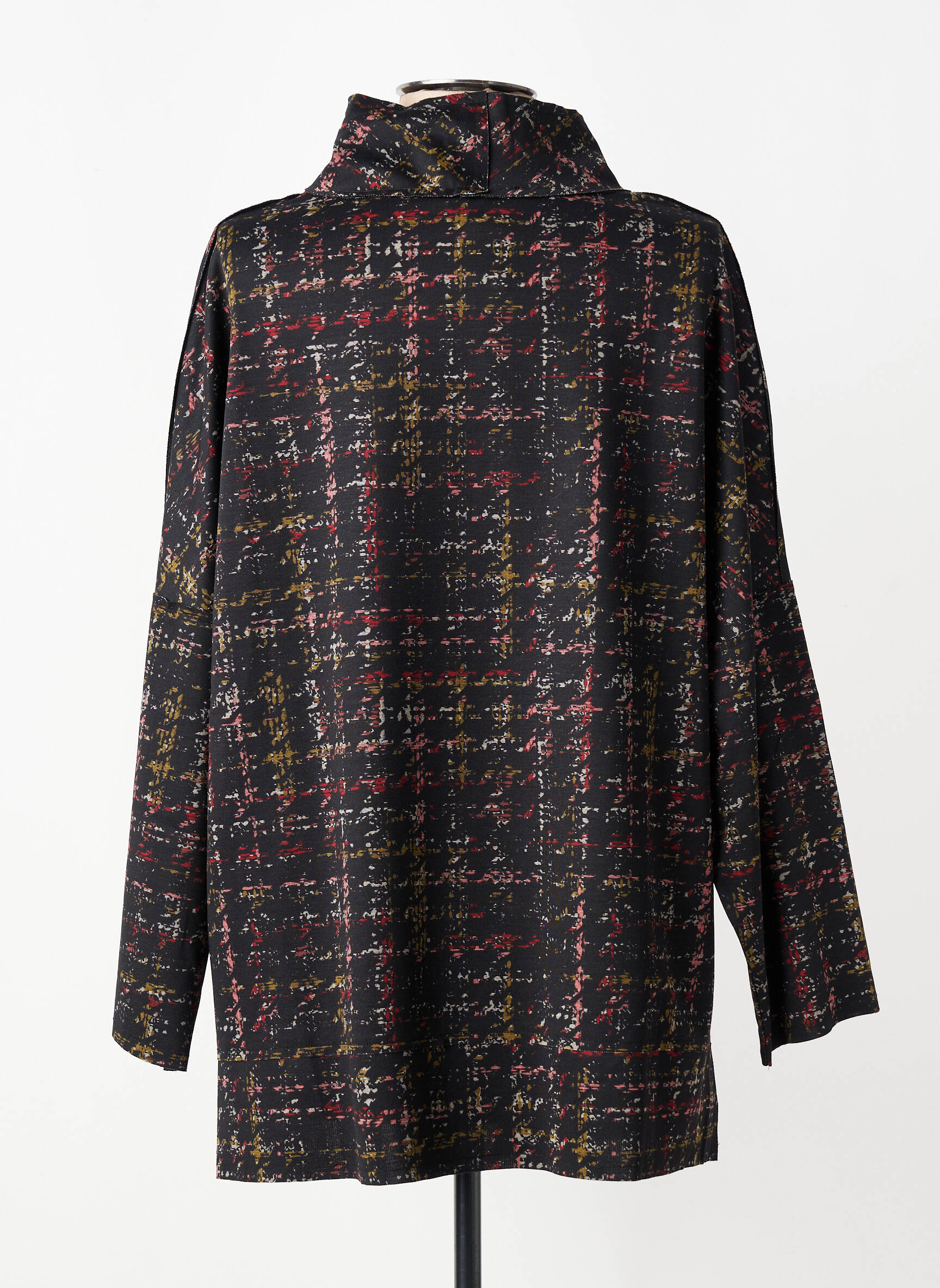 Top imprimé fantaisie manches 3/4 noir KOZAN femme