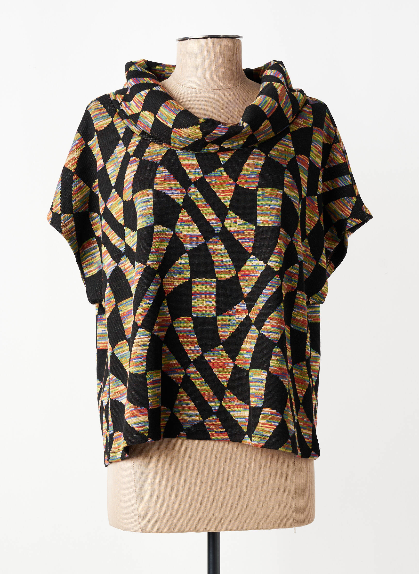 Top stretch manches courtes noir KOZAN femme