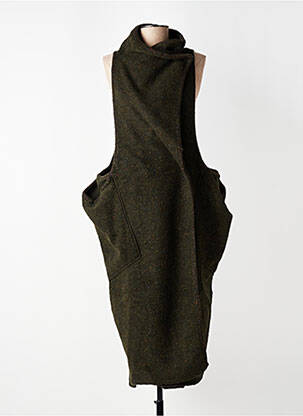 Manteau long fermeture pressionnée sans capuche vert ALEMBIKA femme