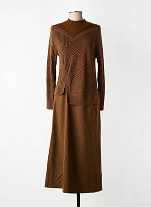 Robe longue manches longues manches longues marron CPC femme