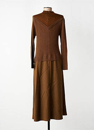 Robe longue manches longues manches longues marron CPC femme
