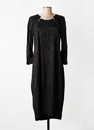 Robe mi-longue manches longues manches longues noir ELSEWHERE femme