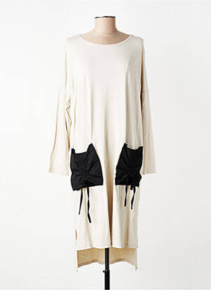 Robe mi-longue manches longues manches longues beige ELSEWHERE femme