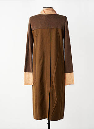 Robe mi-longue imprimé fantaisie manches longues marron CPC femme