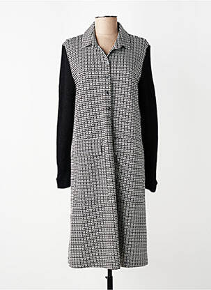 Robe mi-longue imprimé fleurs manches longues gris ALEMBIKA femme