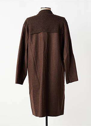 Manteau long fermeture pressionnée sans capuche marron CPC femme