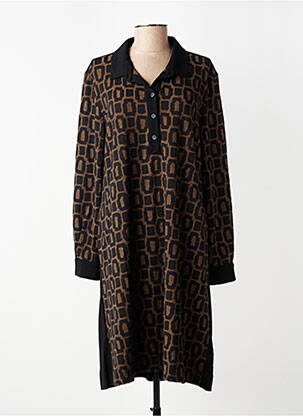 Robe mi-longue manches longues manches longues marron ALEMBIKA femme