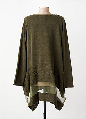 Pull tunique tissage chiné manches longues vert LUUKAA femme