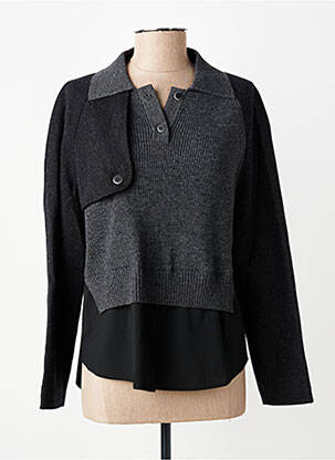 Pull tunique tissage chiné manches longues gris CPC femme