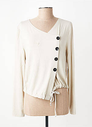 Gilet manches longues resserrée sur le bas beige ELSEWHERE femme
