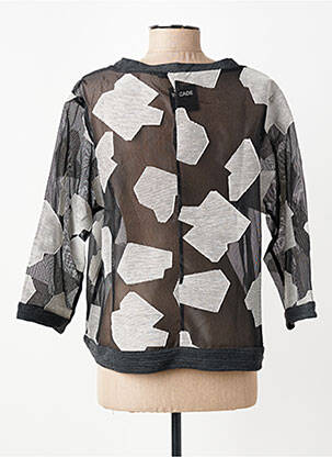 Top col rond manches 3/4 gris LUUKAA femme