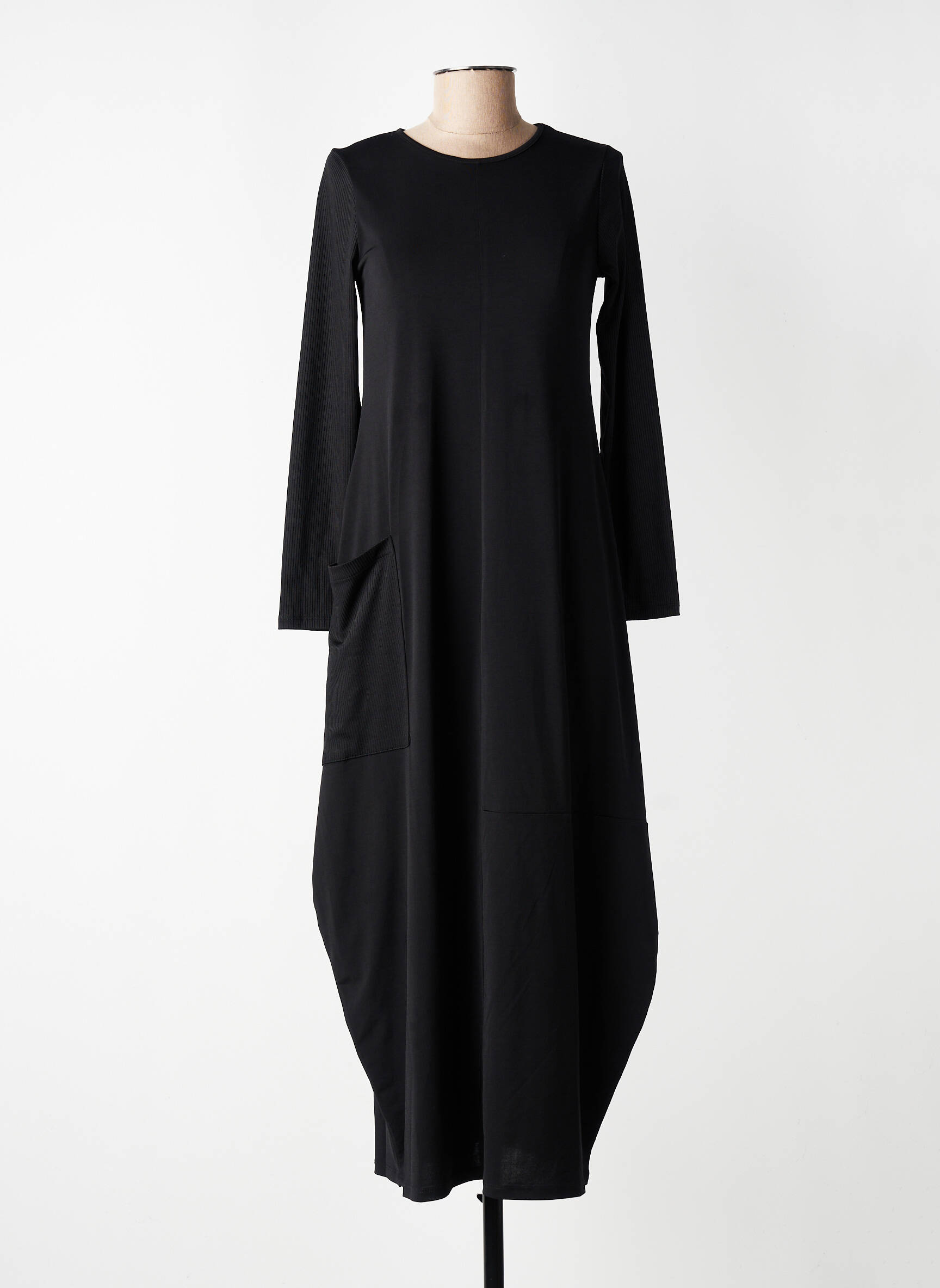 Robe longue manches longues manches longues noir KOZAN femme