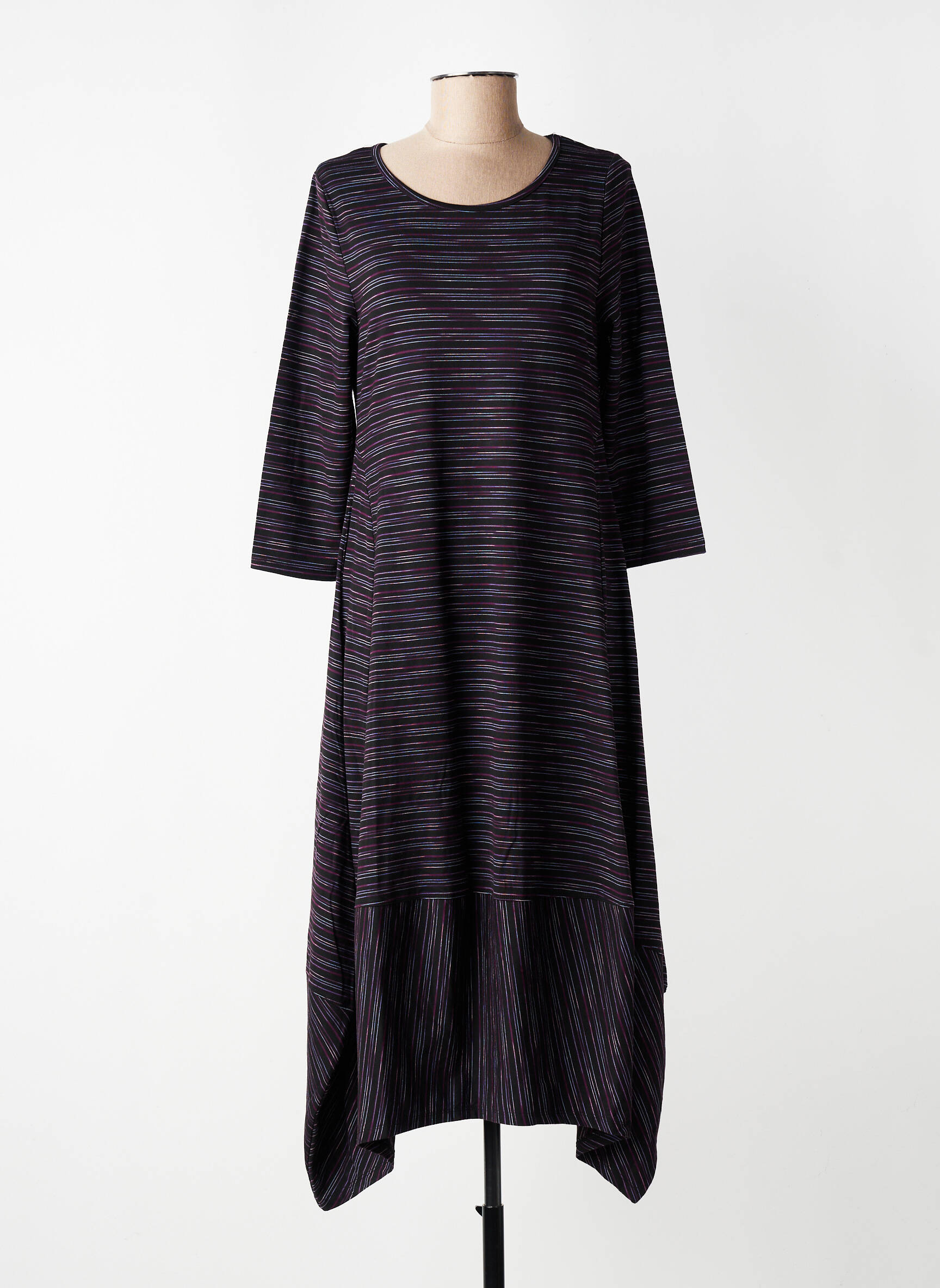 Robe mi-longue manches 3/4 manches 3/4 violet KOZAN femme