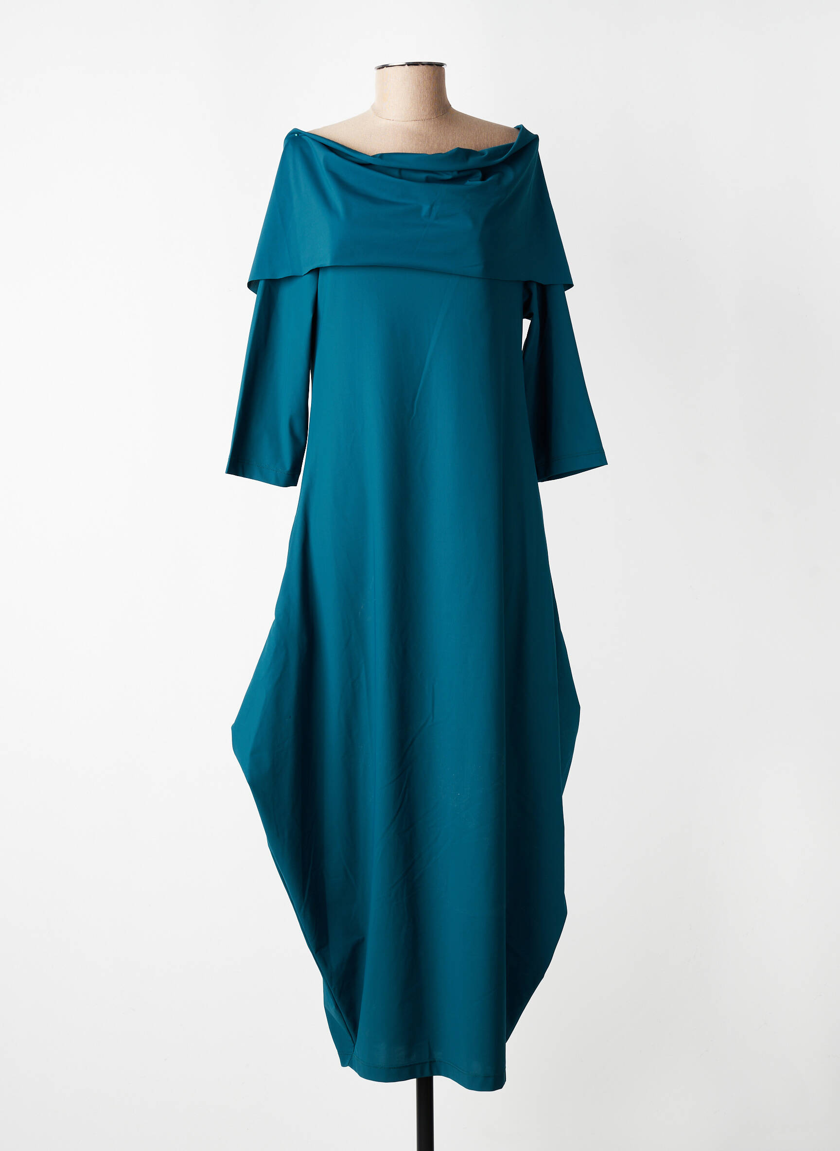 Robe mi-longue manches 3/4 manches 3/4 vert KOZAN femme