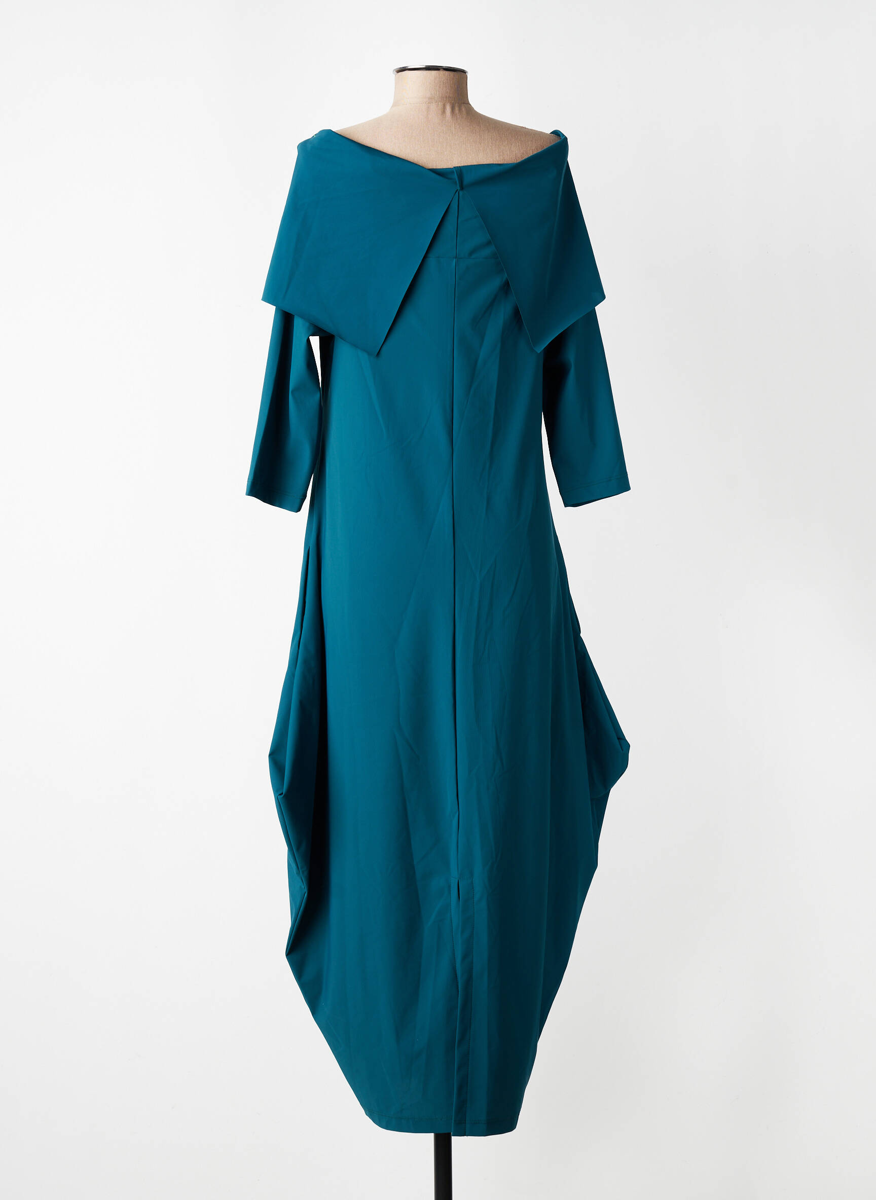 Robe mi-longue manches 3/4 manches 3/4 vert KOZAN femme