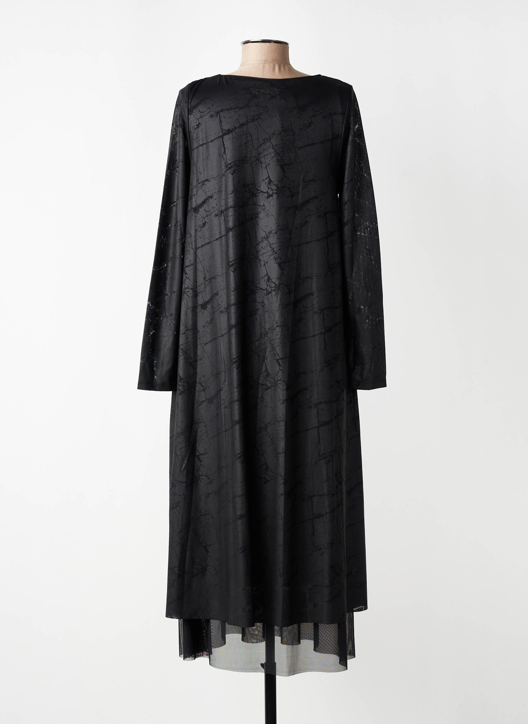 Robe longue manches longues manches longues noir KOZAN femme