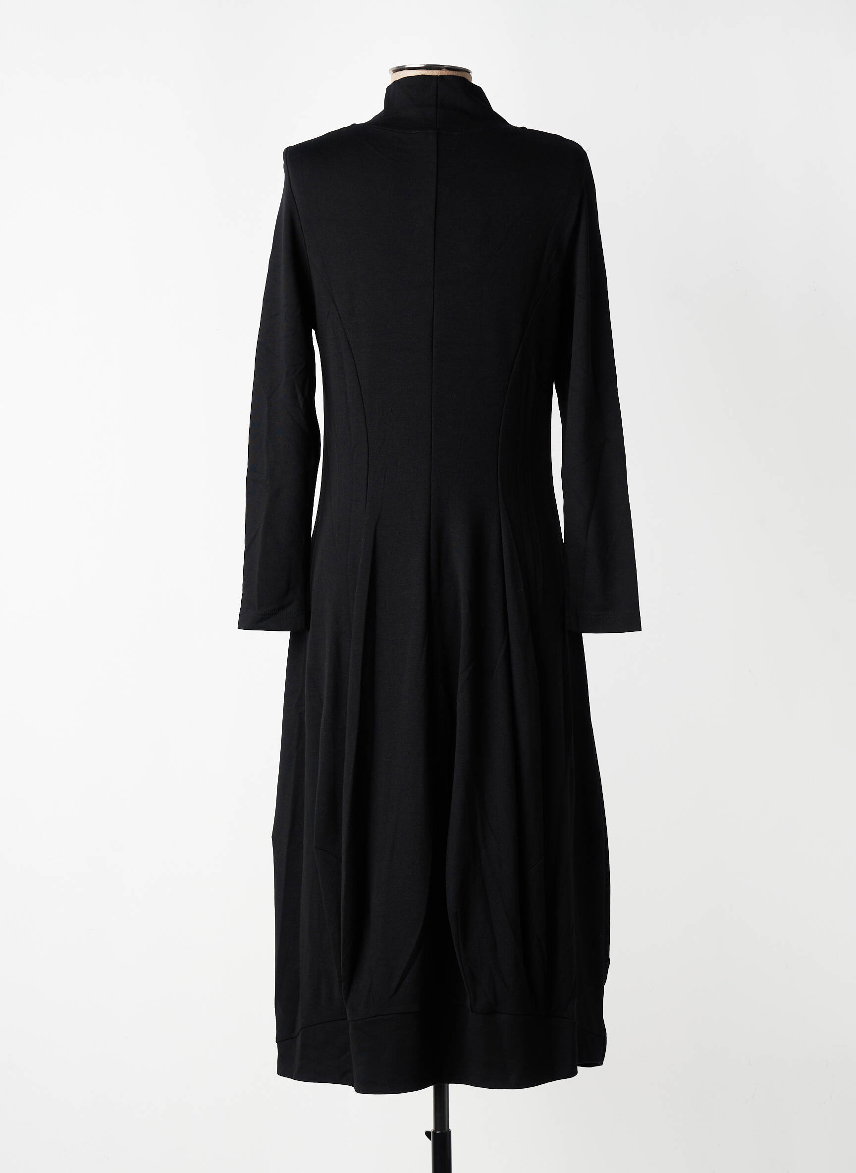 Robe mi-longue manches longues manches longues noir ALEMBIKA femme