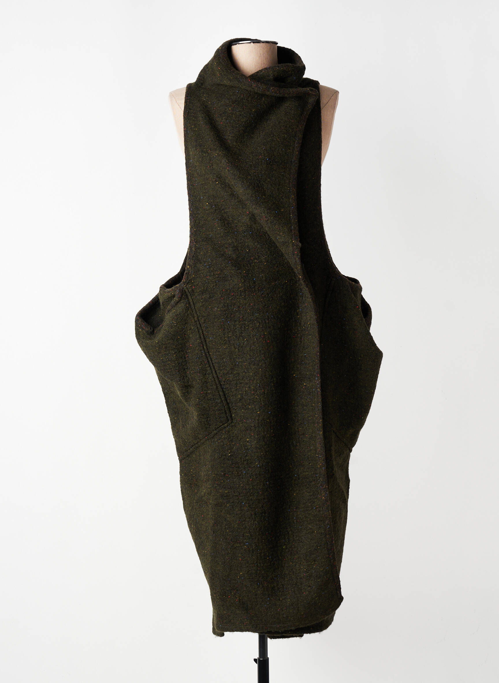 Manteau long fermeture pressionnée sans capuche vert ALEMBIKA femme