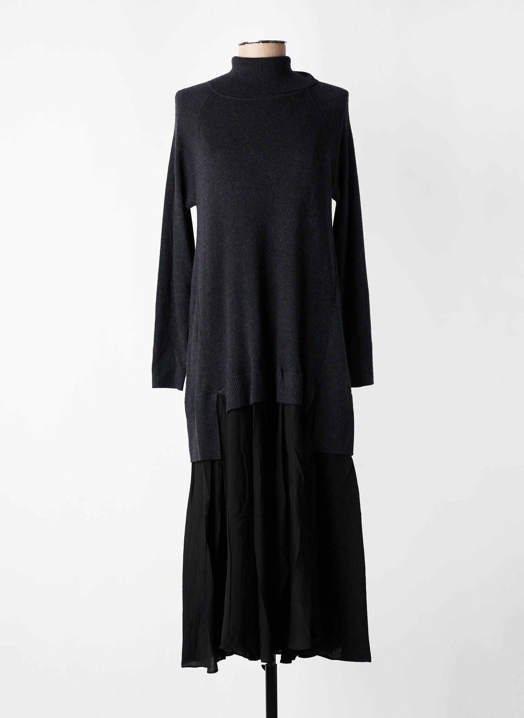 Robe longue manches longues manches longues gris CPC femme
