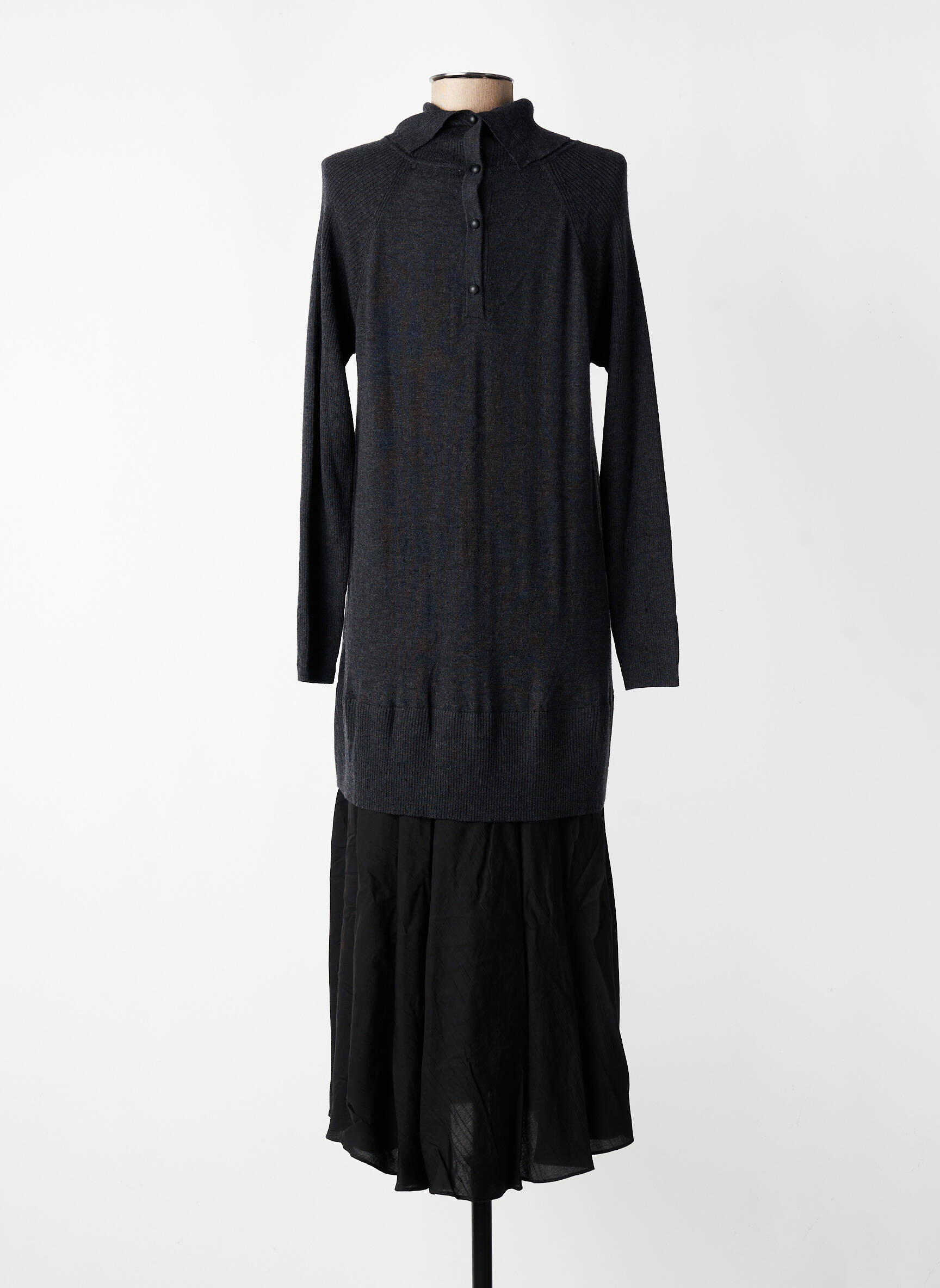 Robe longue manches longues manches longues gris CPC femme