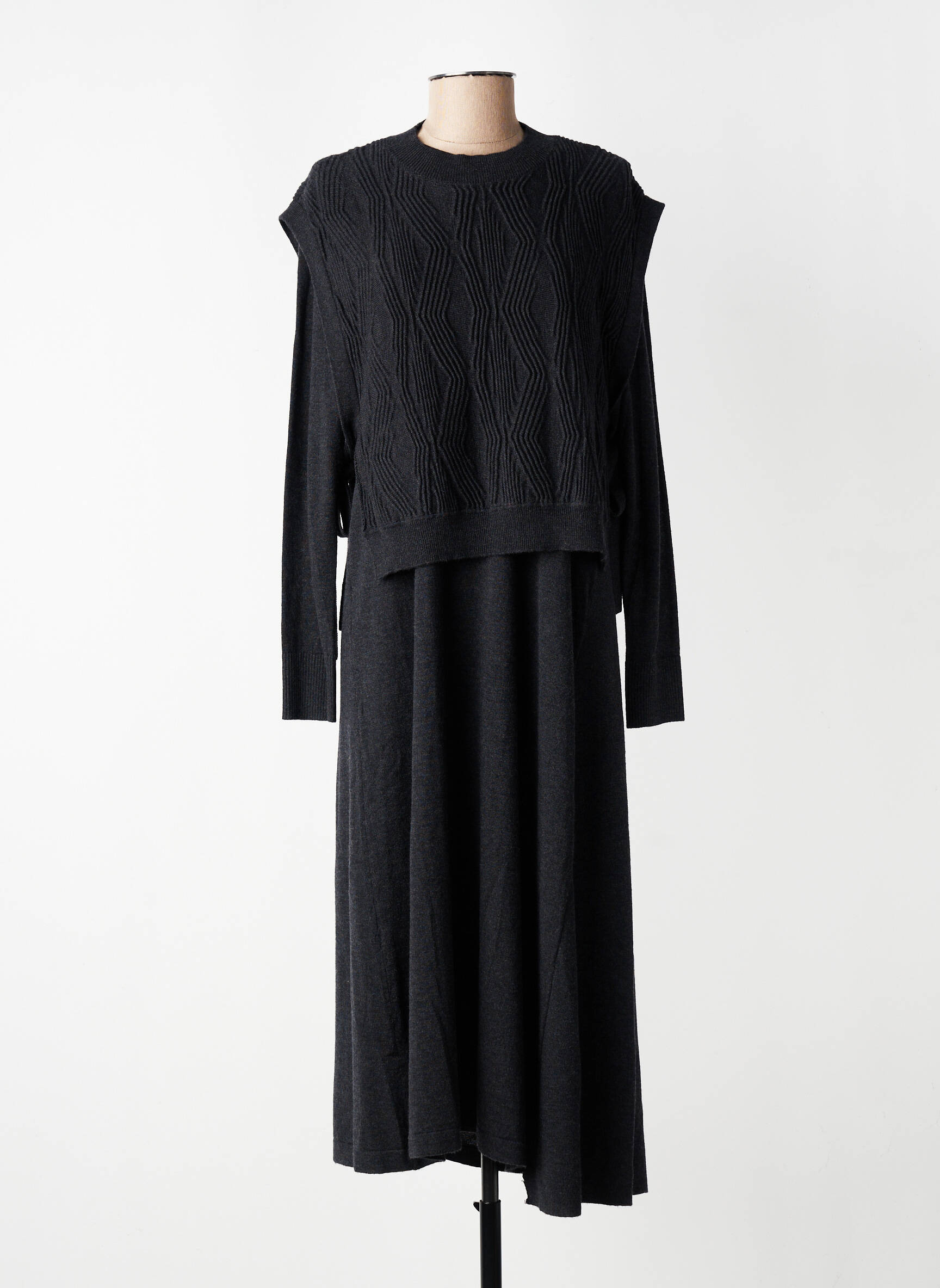 Robe longue manches longues manches longues gris CPC femme