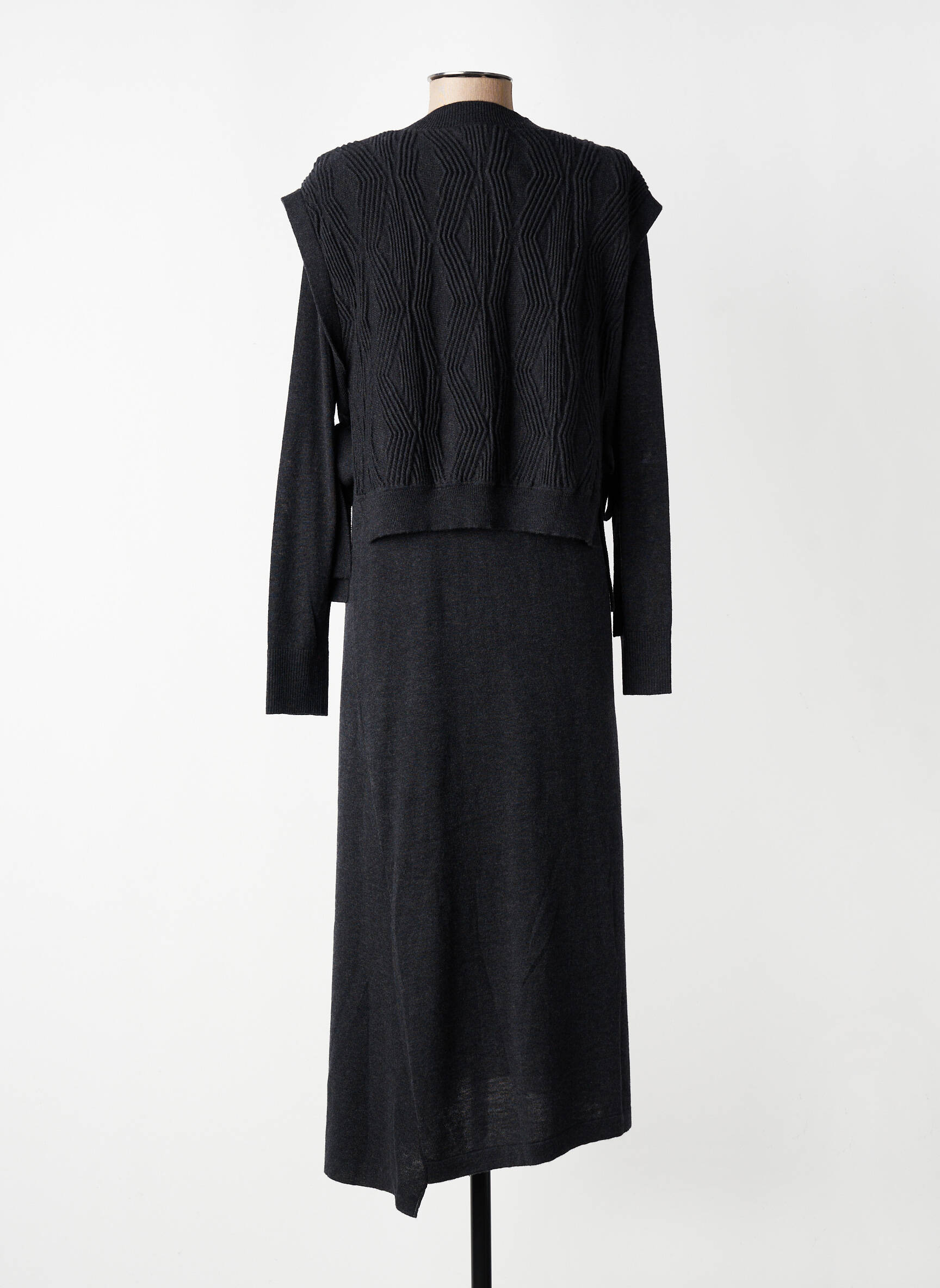 Robe longue manches longues manches longues gris CPC femme