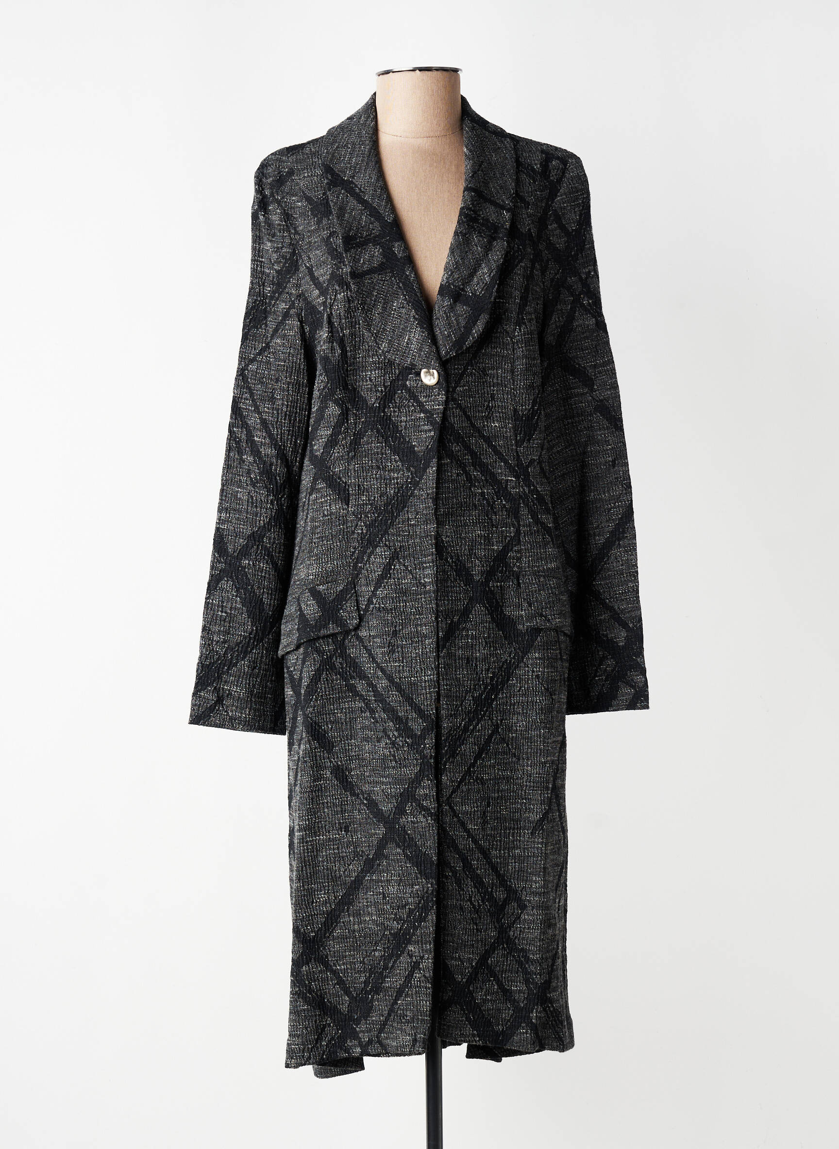 Manteau long coupe cintrée sans capuche gris ELSEWHERE femme