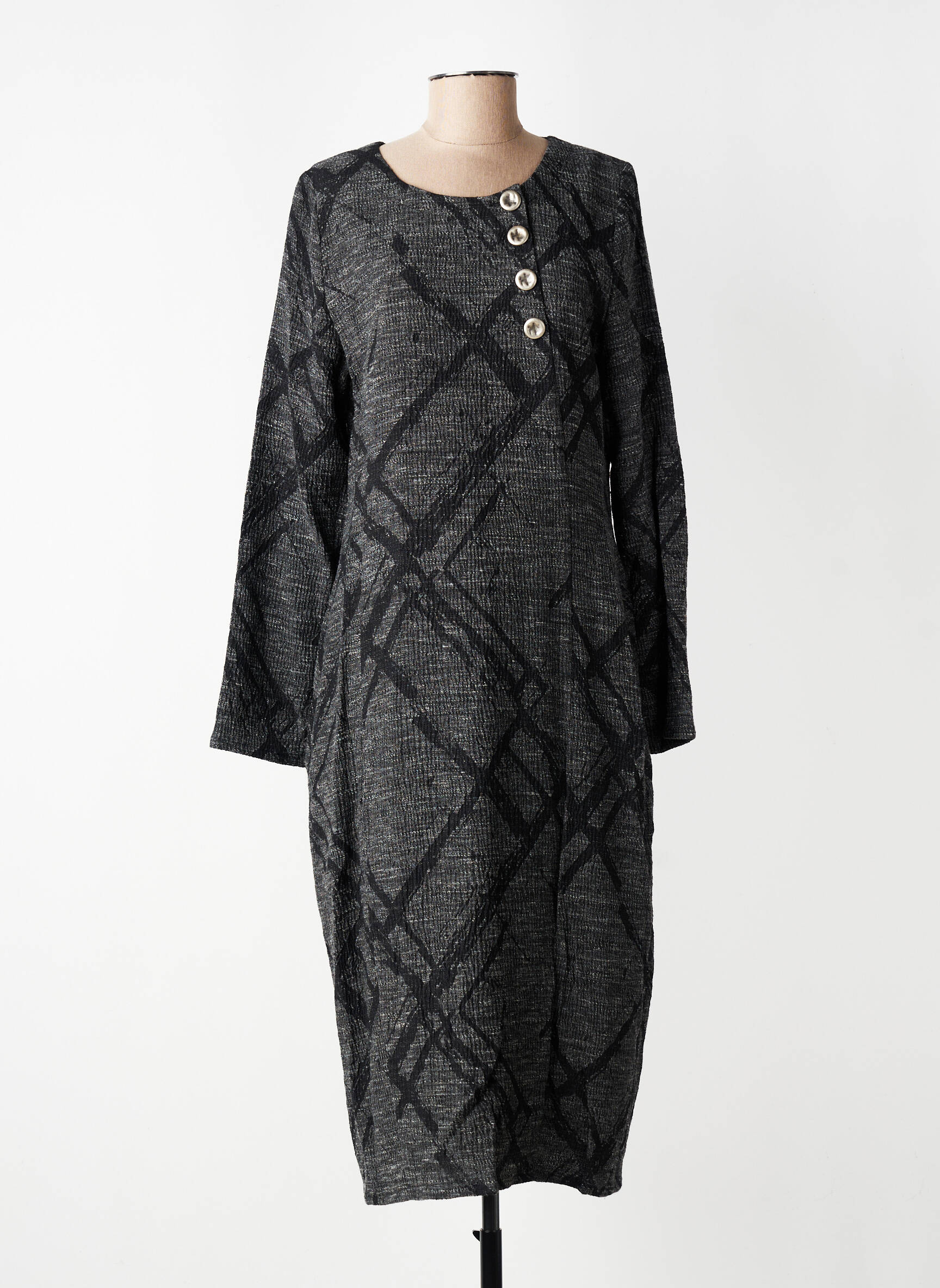 Robe longue manches longues manches longues gris ELSEWHERE femme