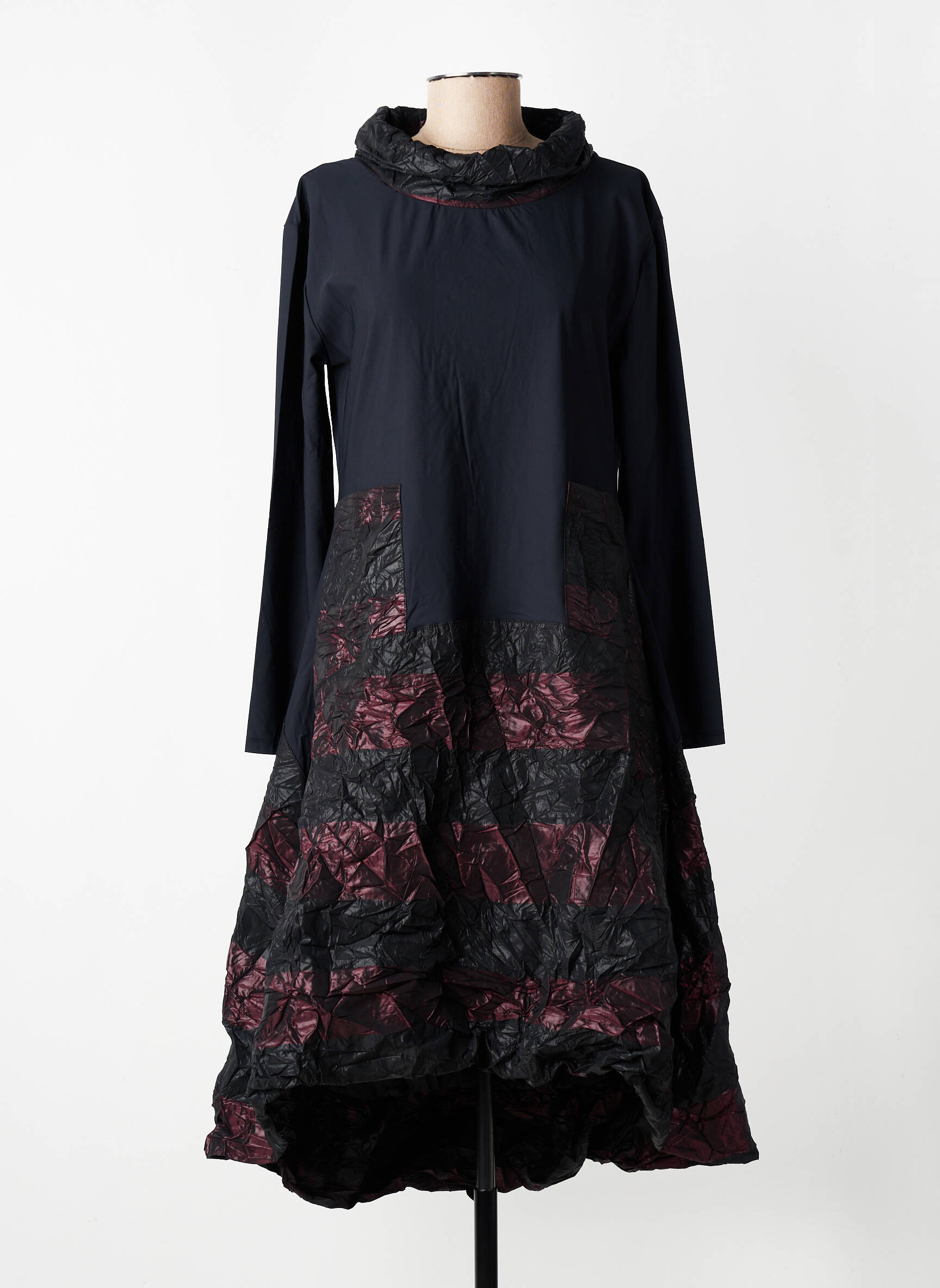 Robe mi-longue manches longues manches longues rouge KOZAN femme