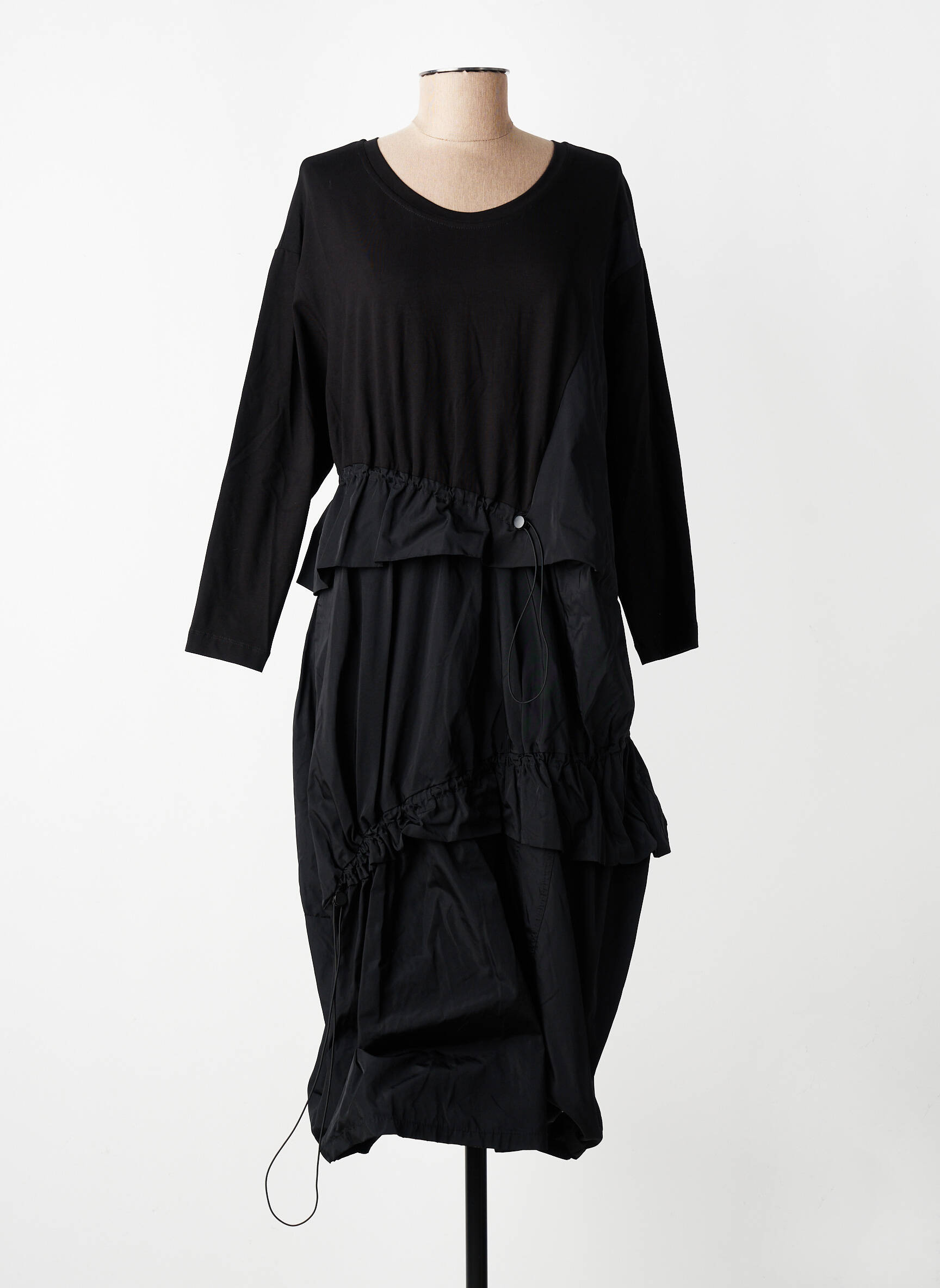 Robe mi-longue manches longues manches longues noir URBAN BY ALEMBIKA femme