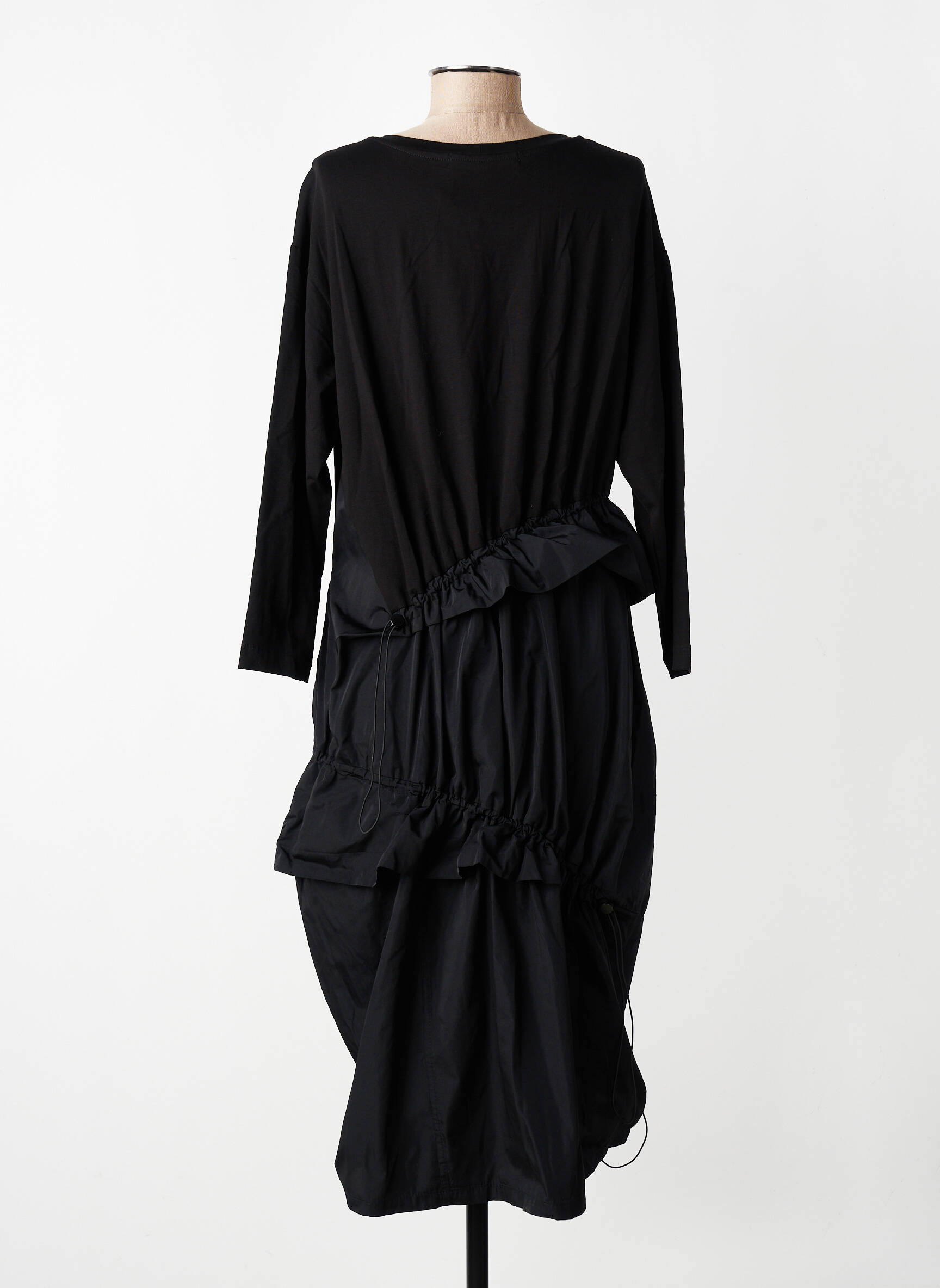 Robe mi-longue manches longues manches longues noir URBAN BY ALEMBIKA femme