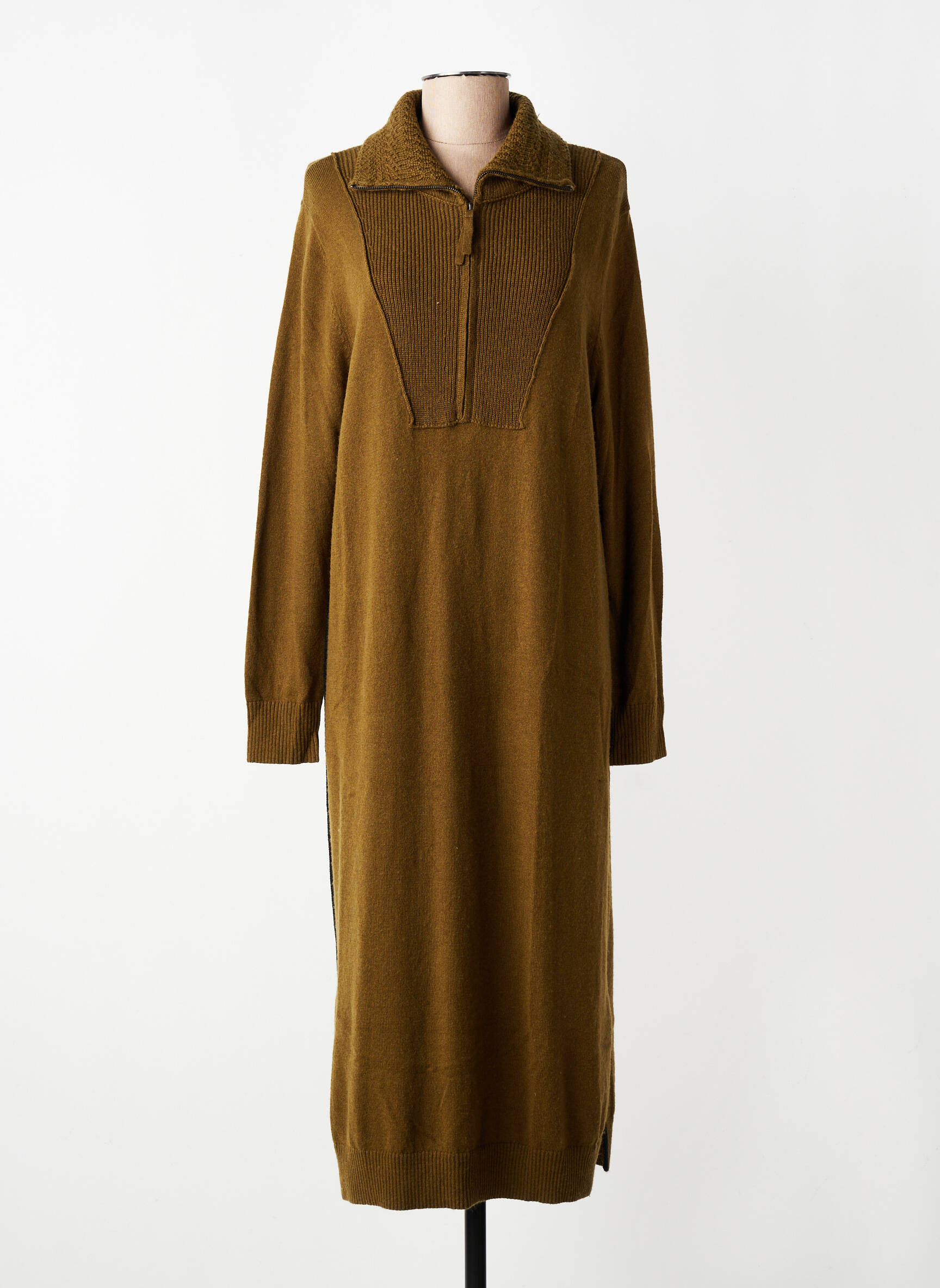Robe pull stretch manches longues vert CPC femme