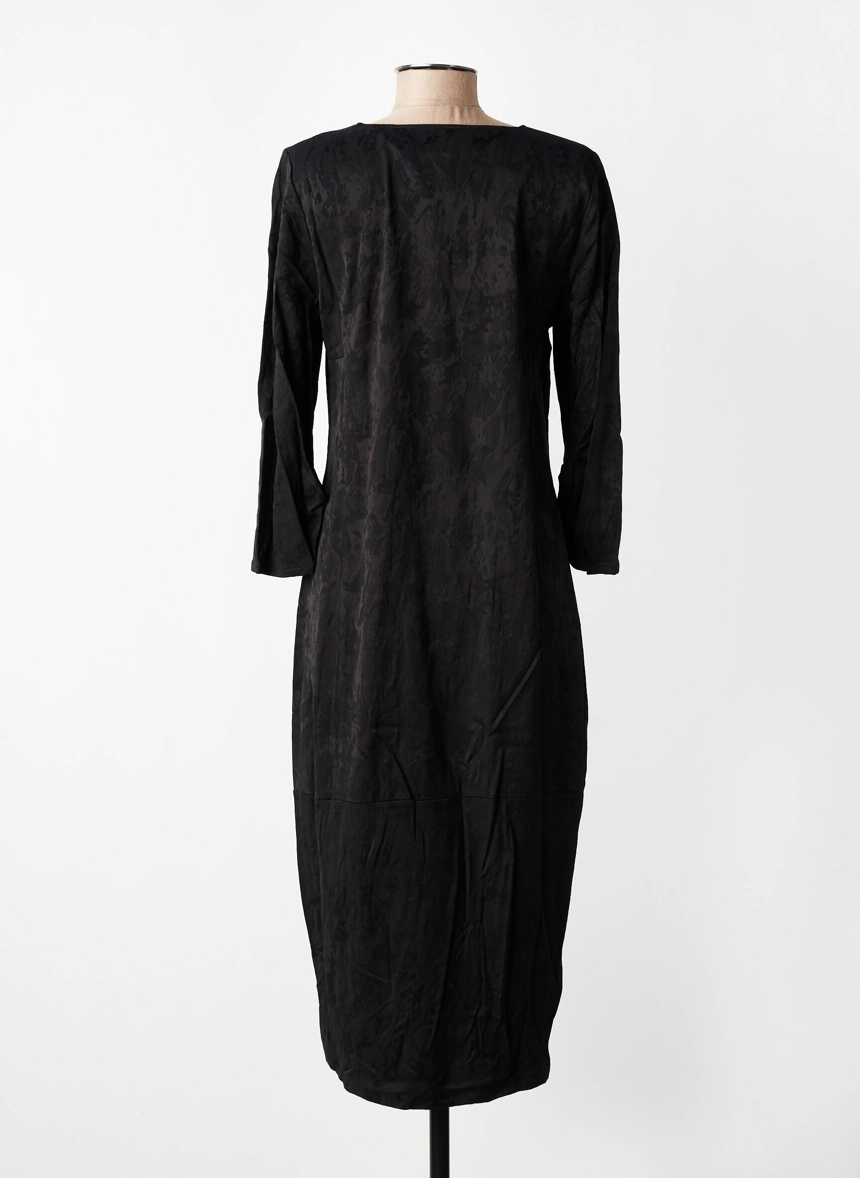 Robe mi-longue manches longues manches longues noir ELSEWHERE femme