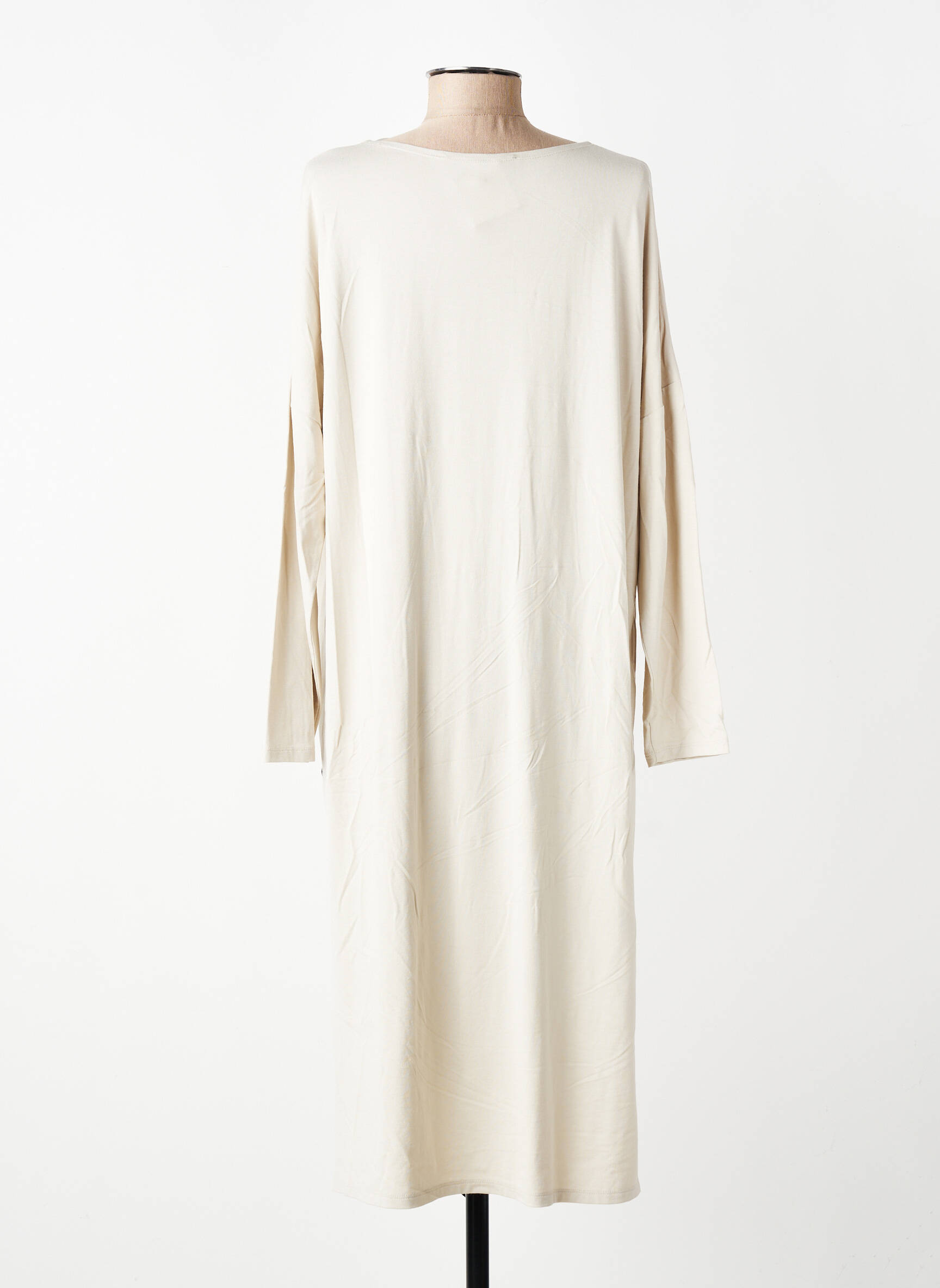 Robe mi-longue manches longues manches longues beige ELSEWHERE femme
