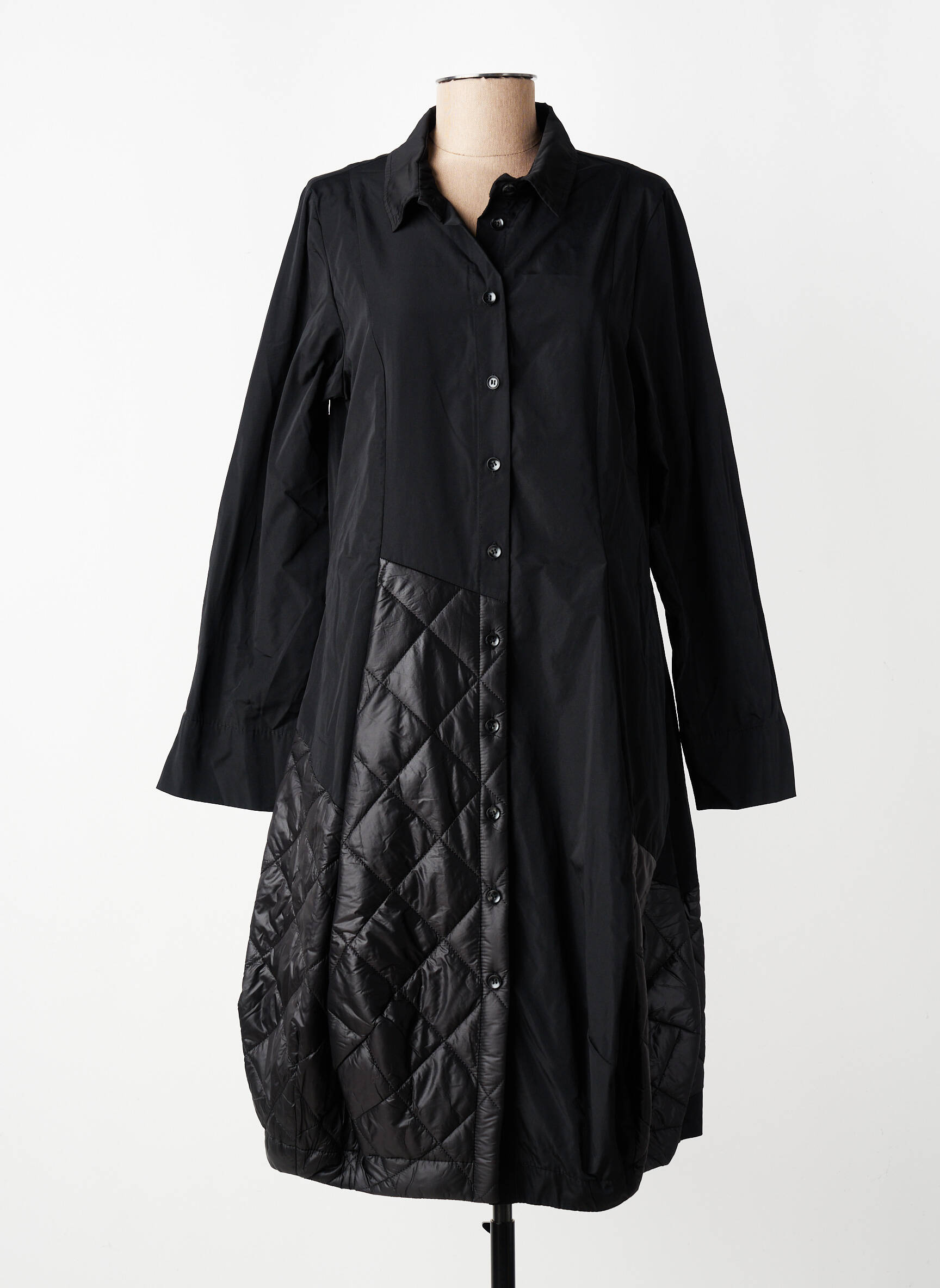 Manteau long coupe cintrée sans capuche noir URBAN BY ALEMBIKA femme
