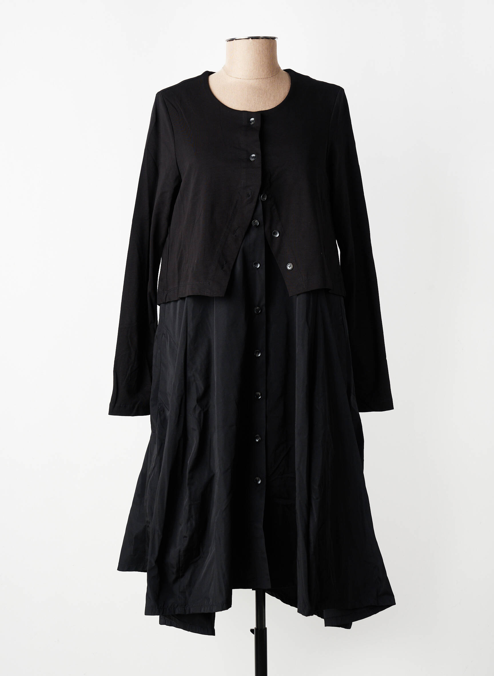 Robe mi-longue manches longues manches longues noir URBAN BY ALEMBIKA femme