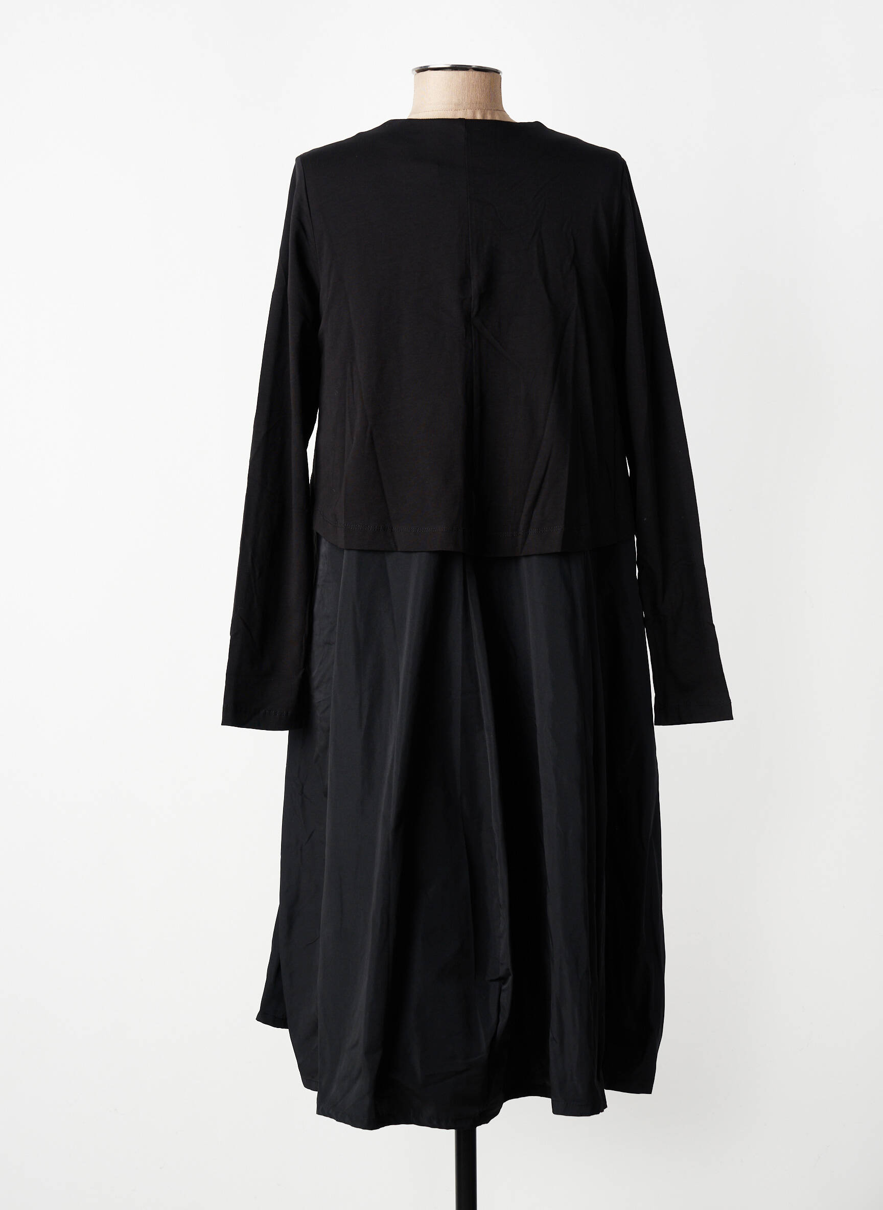 Robe mi-longue manches longues manches longues noir URBAN BY ALEMBIKA femme