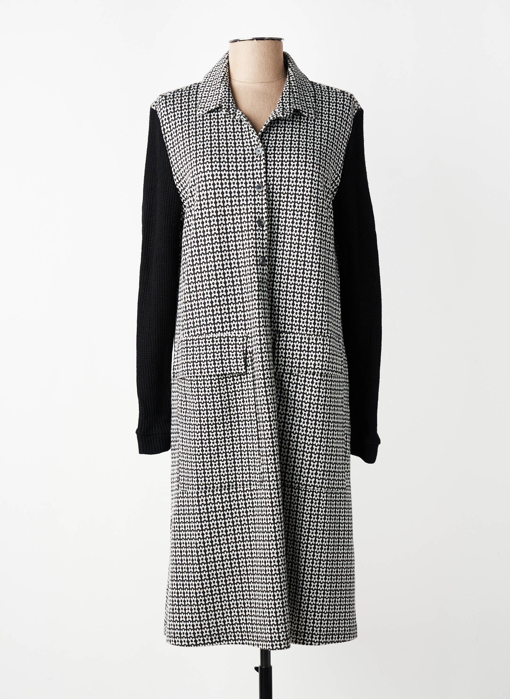 Robe mi-longue imprimé fleurs manches longues gris ALEMBIKA femme