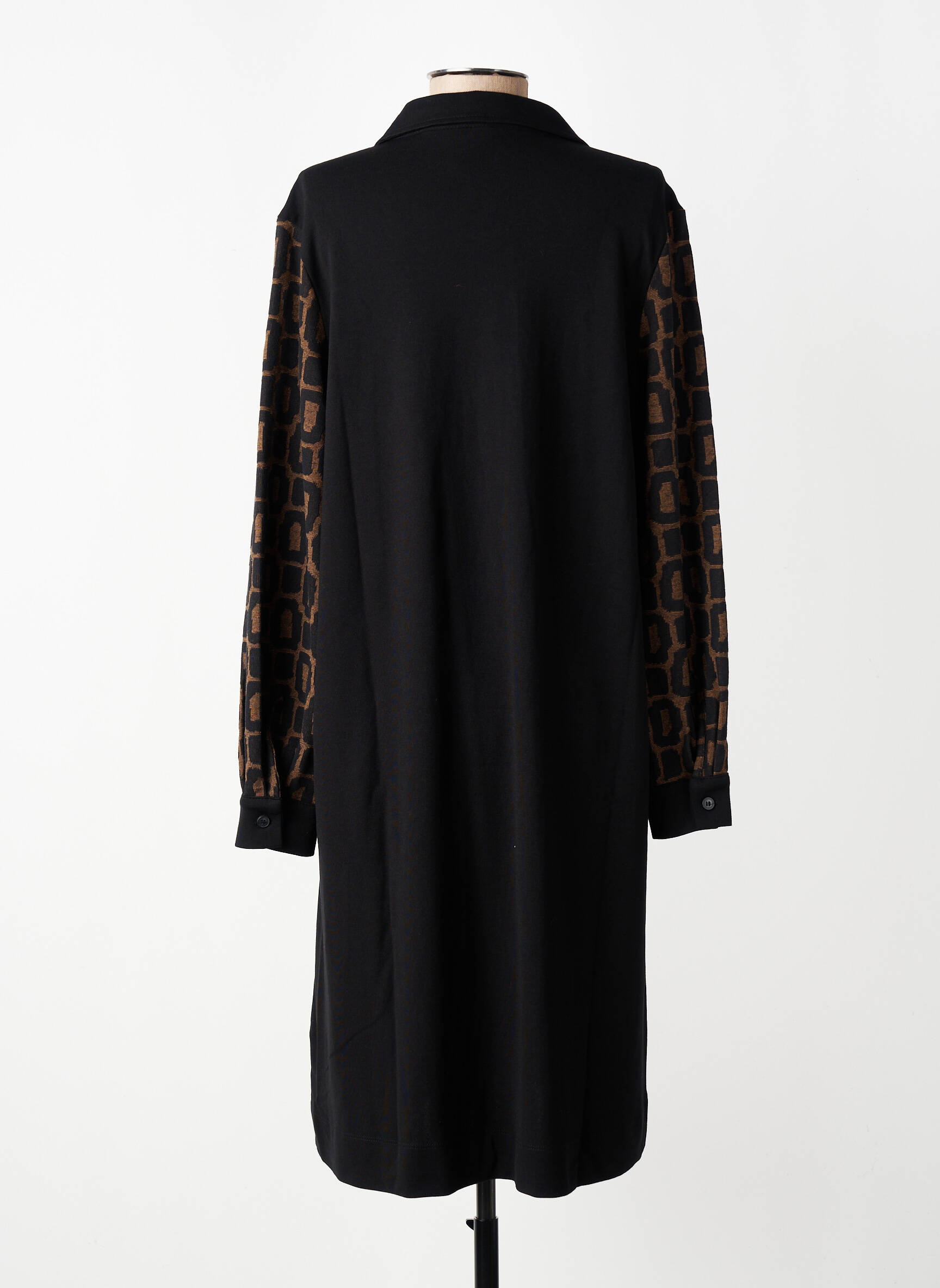 Robe mi-longue manches longues manches longues marron ALEMBIKA femme