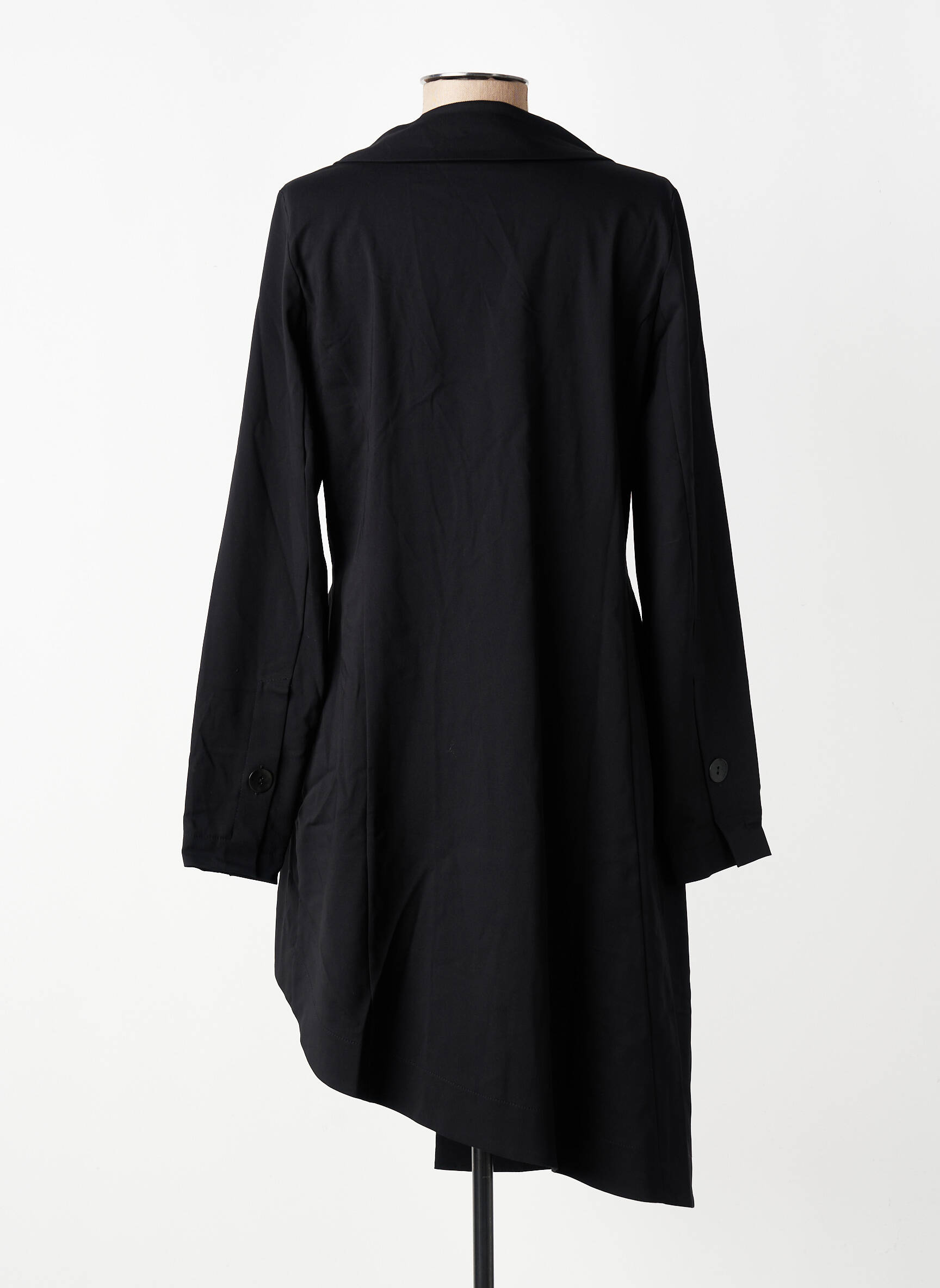 Manteau long fermeture boutonnée sur le devant sans capuche noir ELSEWHERE femme