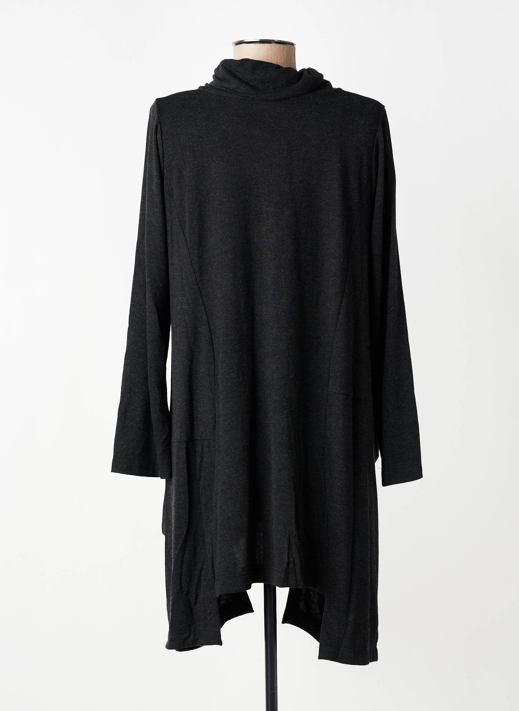 Pull tunique tissage chiné manches longues gris URBAN BY ALEMBIKA femme