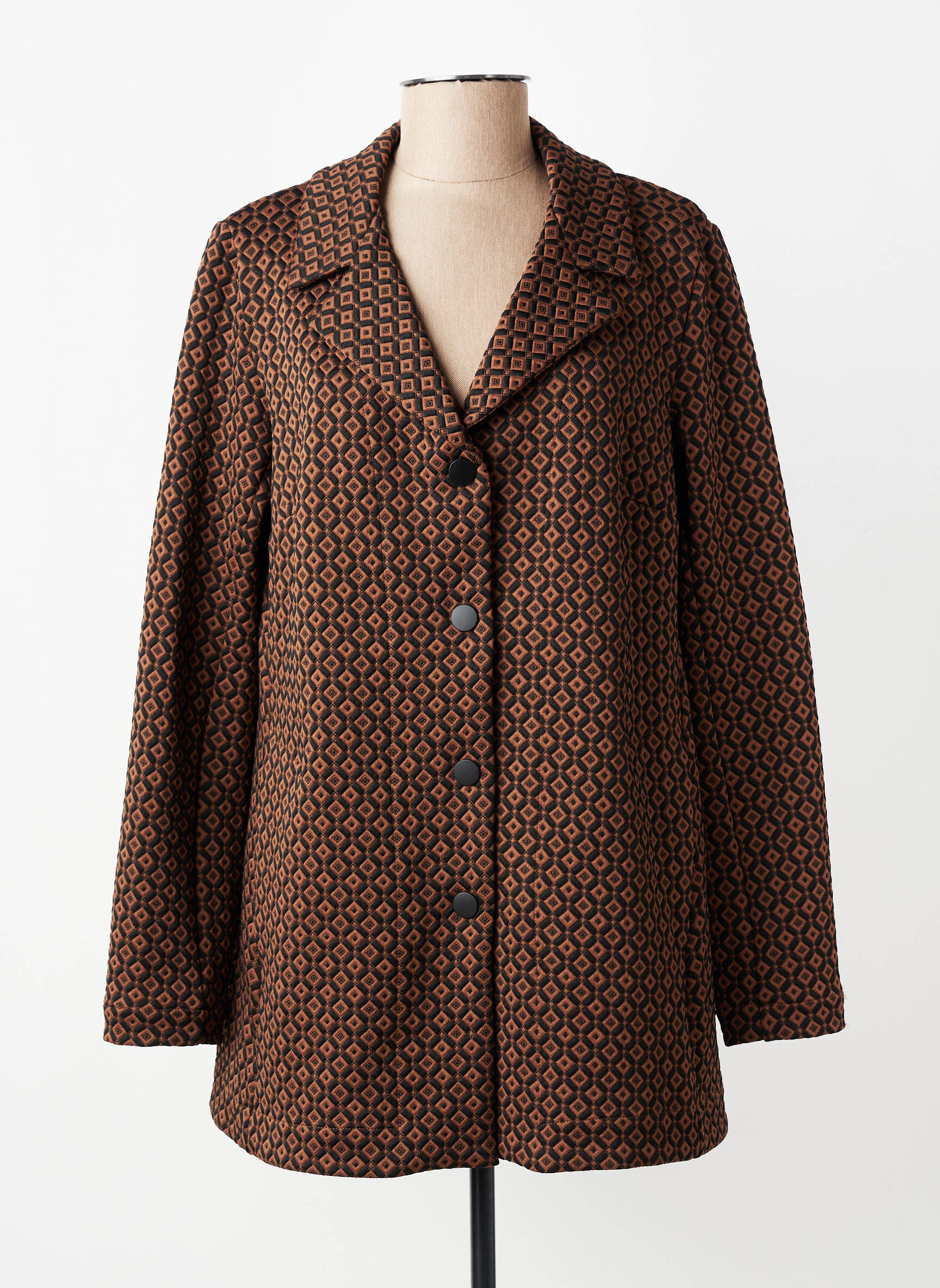 Manteau court coupe droite sans capuche marron ALEMBIKA femme
