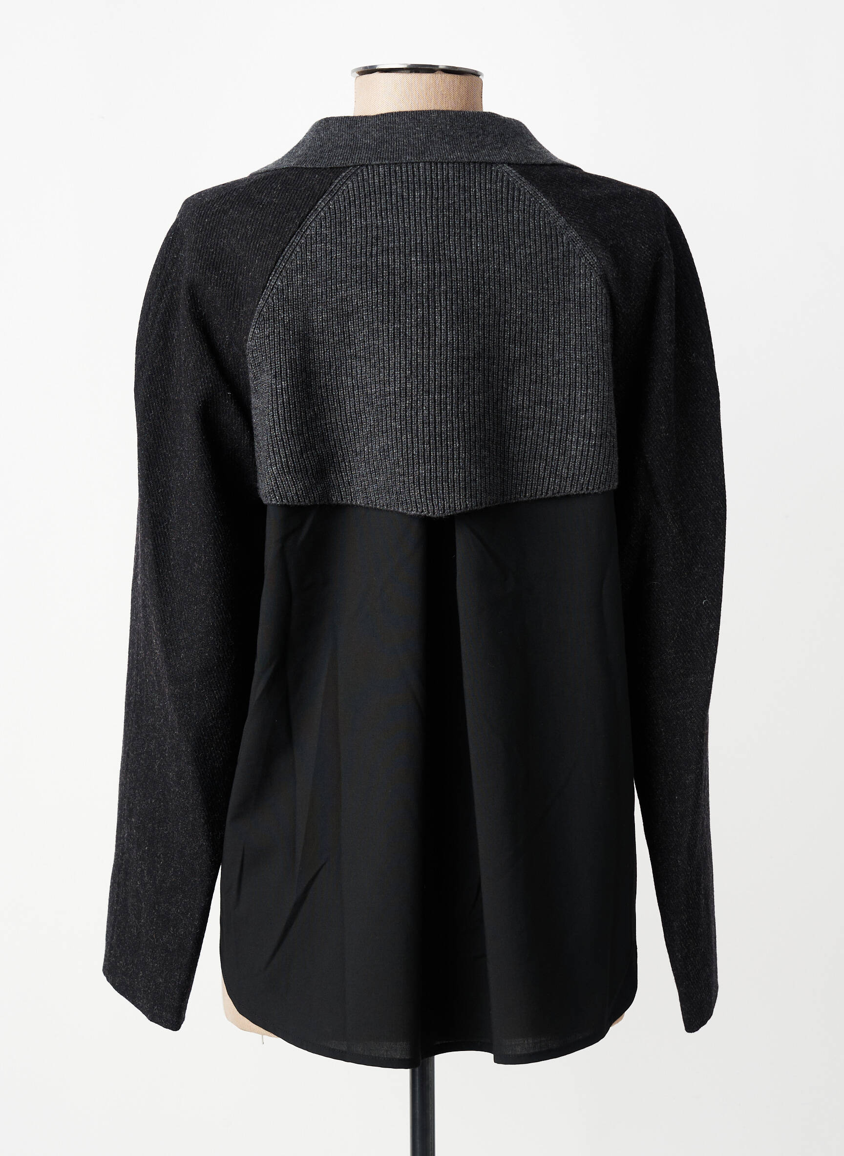 Pull tunique tissage chiné manches longues gris CPC femme