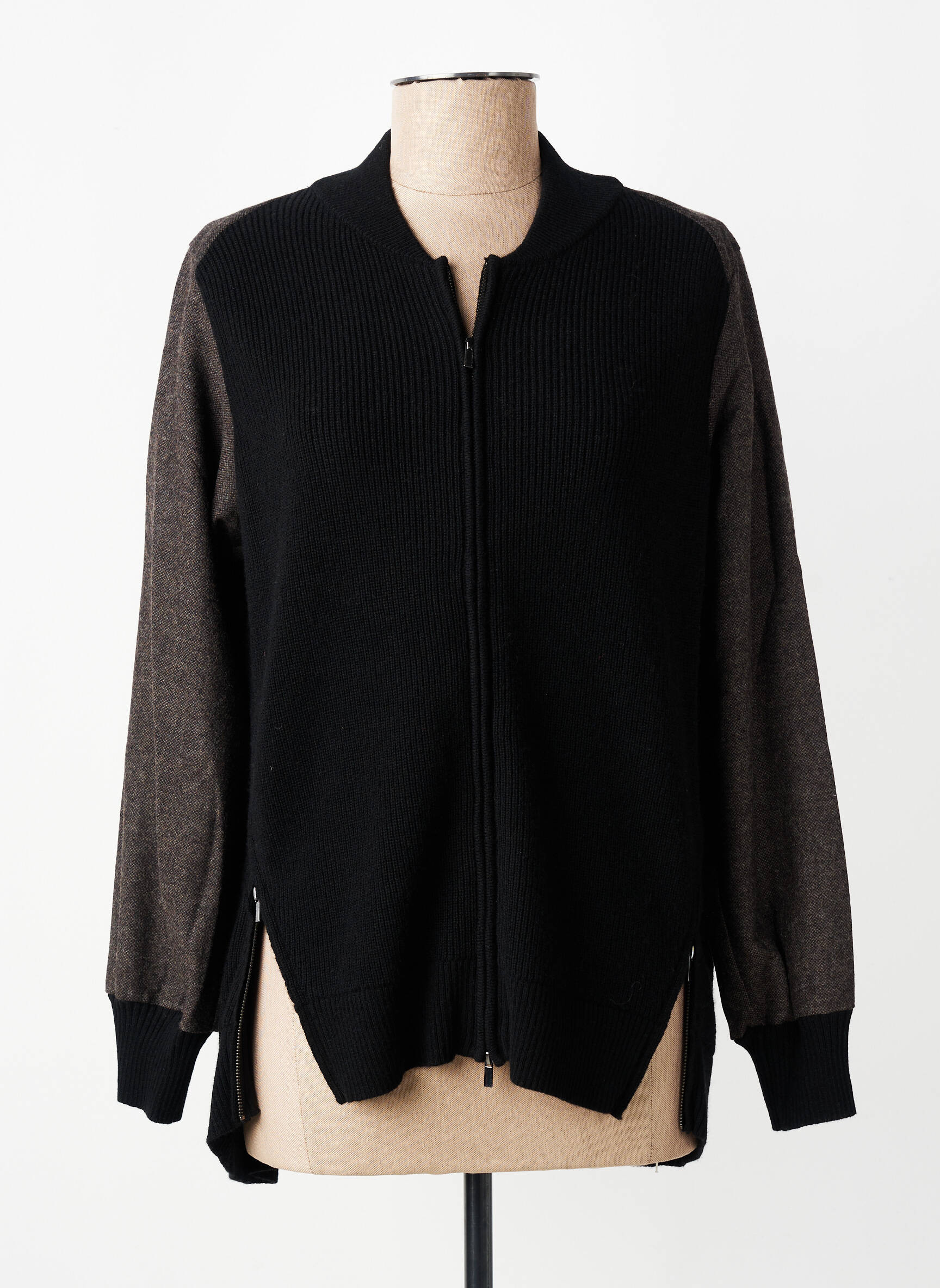 Gilet manches longues col rond noir CPC femme