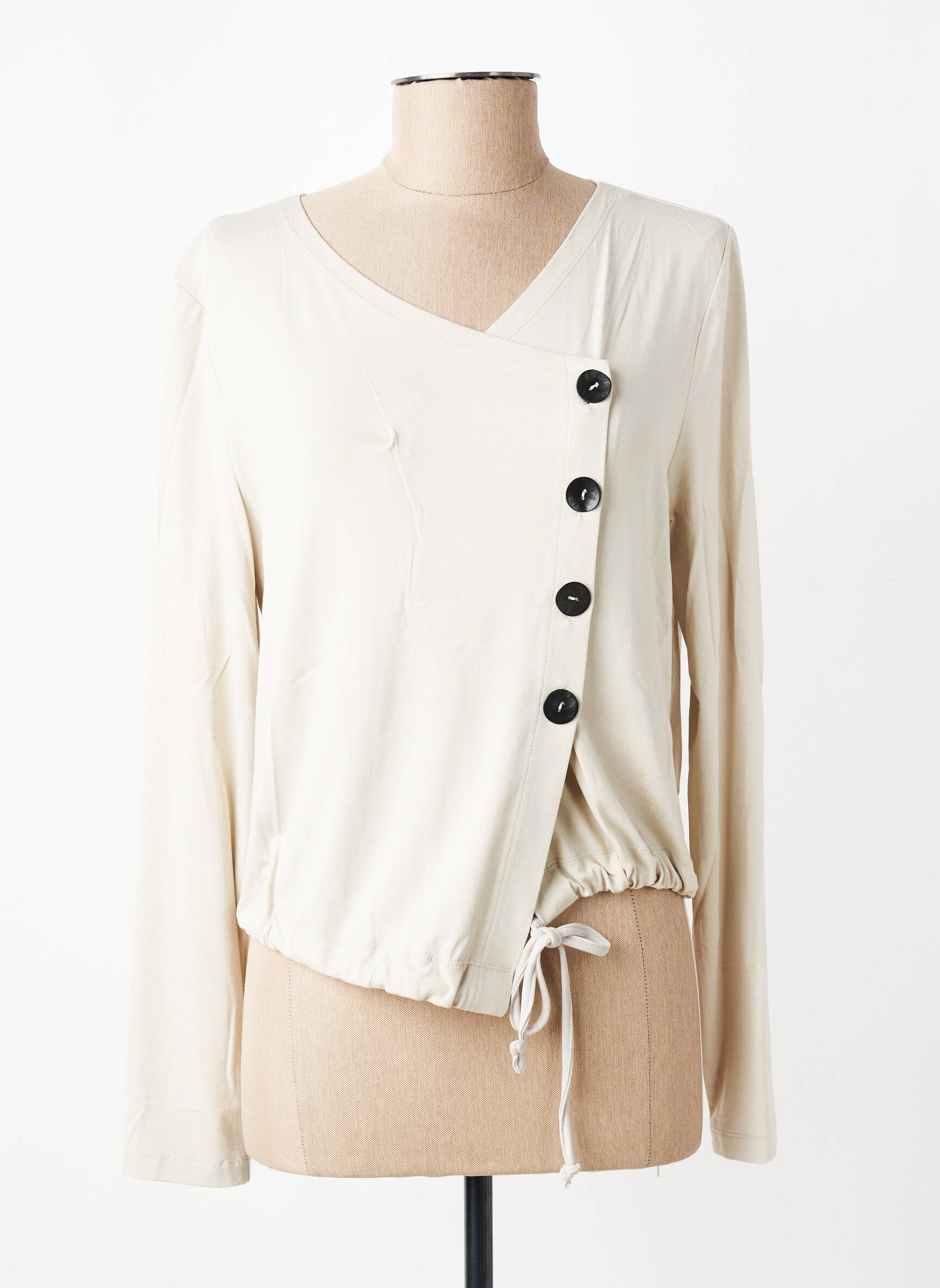 Gilet manches longues resserrée sur le bas beige ELSEWHERE femme